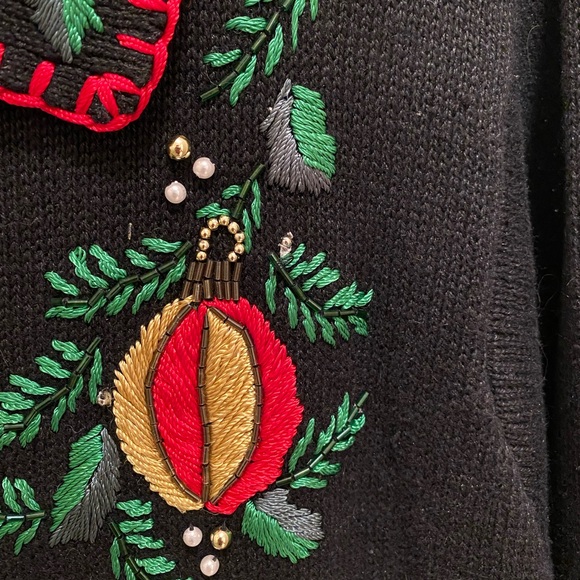 Vintage Christmas cardigan sweater BP Design Grandma Ugly Sweater Holiday beaded - Picture 10 of 16